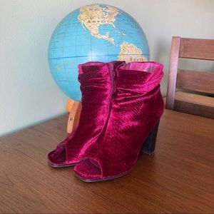 Gorgeous Red Velvet Peep-Toe Booties